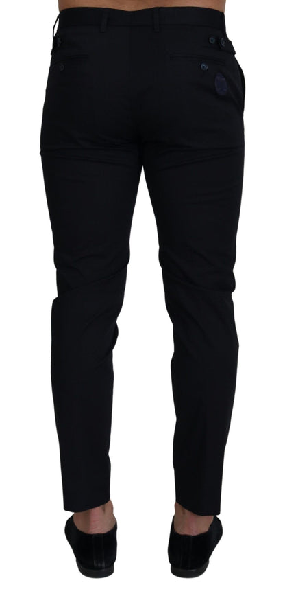 Blue Stretch Cotton Slim Trousers Chinos Pants