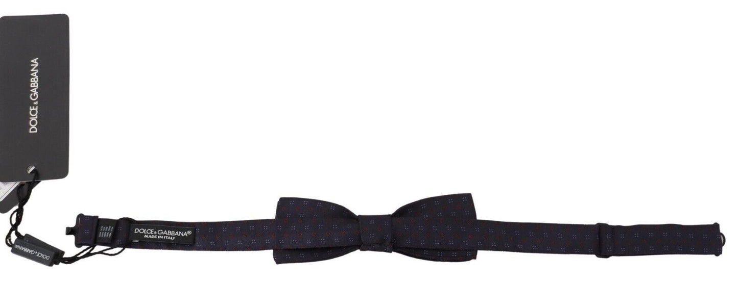 Blue Pattern Silk Adjustable Neck Papillon Bow Tie