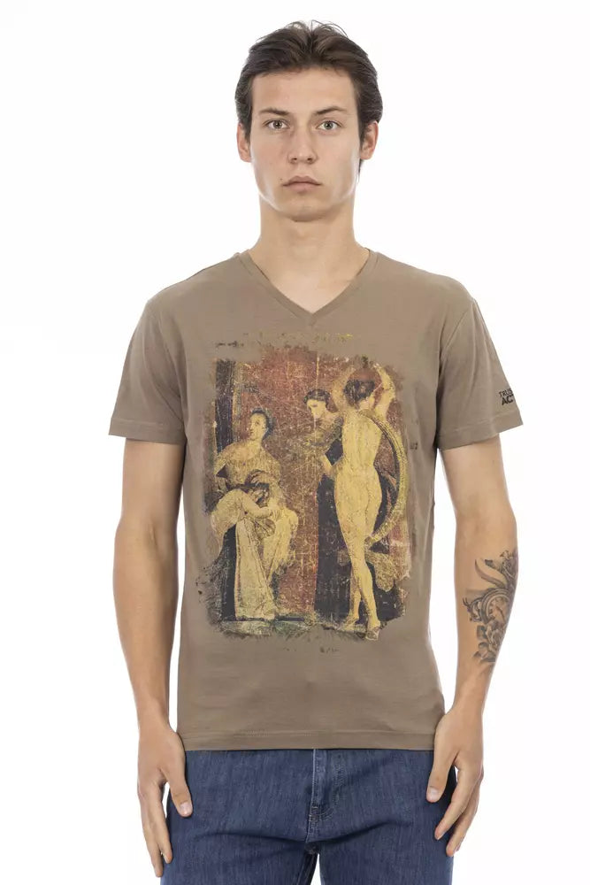 Brown Cotton Men's T-Shirt