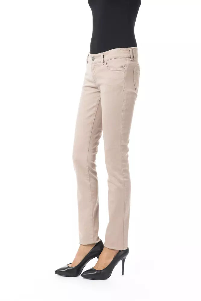 Beige Cotton Women Pants