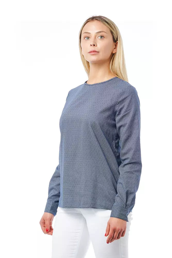 Blue Cotton Women Blouse