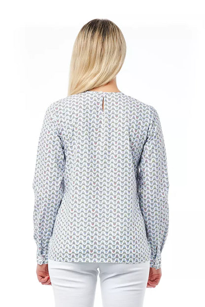 White Cotton Women Blouse with Skull Print