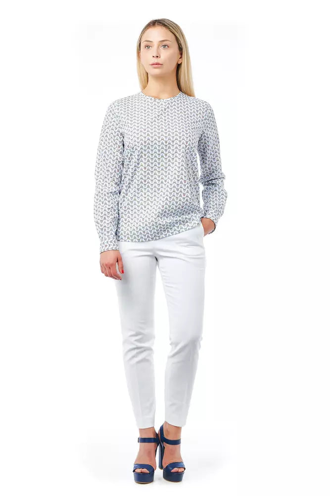 White Cotton Women Blouse with Skull Print