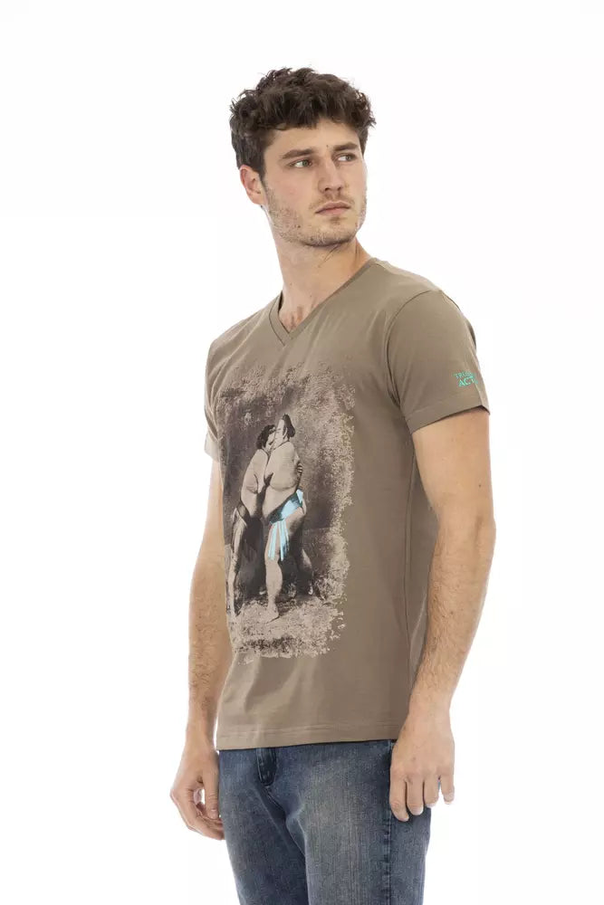 Brown Cotton Men's T-Shirt