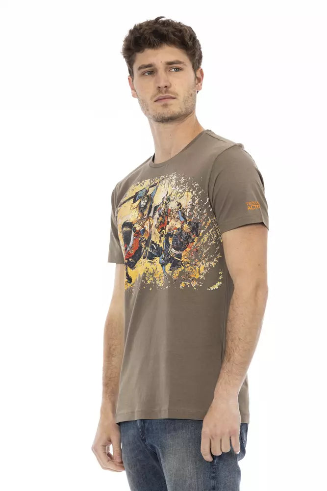 Brown Cotton Men's T-Shirt