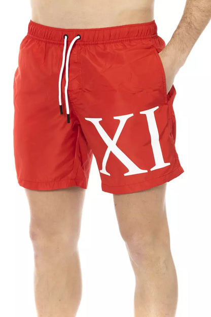 Red Polyester Men's Swim Short