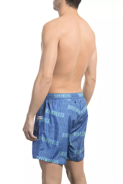 Blue Polyester Men's Swim Short