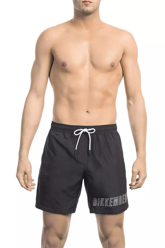 Black Polyester Men's Swim Short