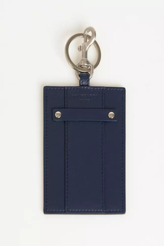 Blue Leather Men Badge Holder