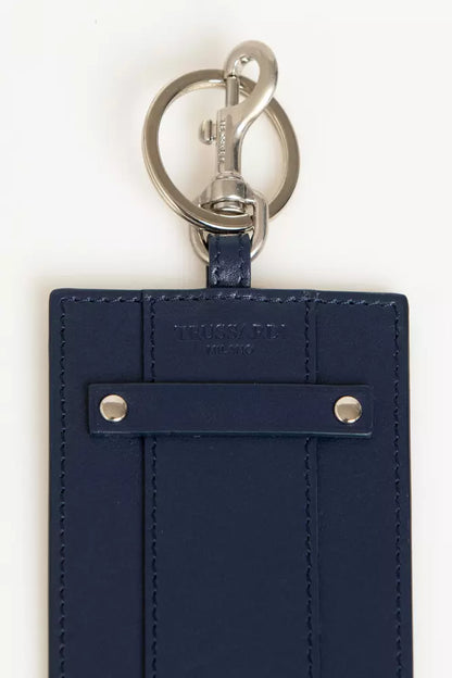 Blue Leather Men Badge Holder