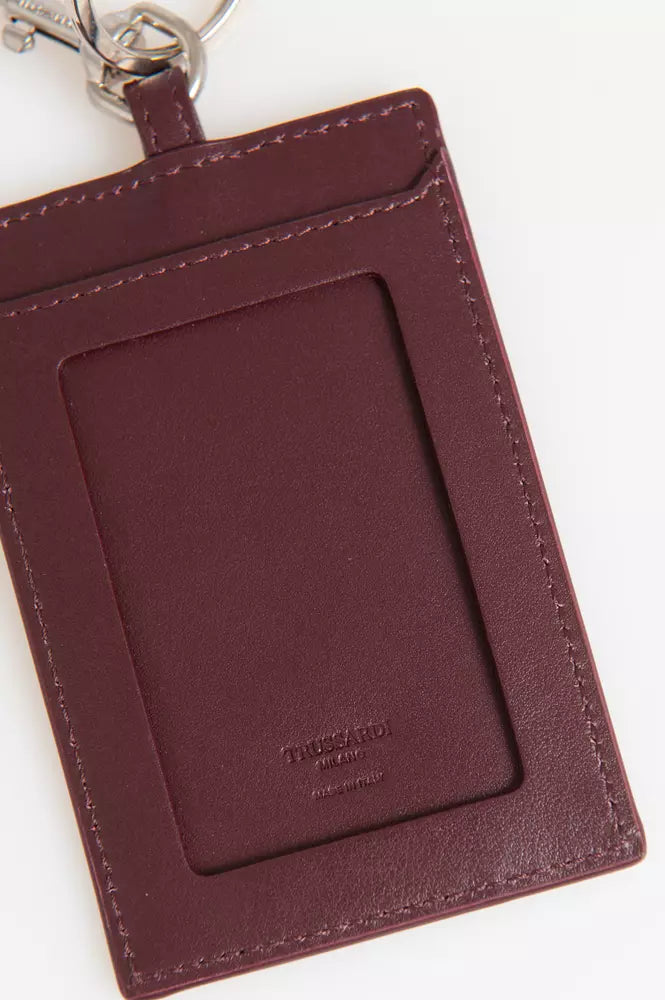 Brown Leather Men Badge Holder
