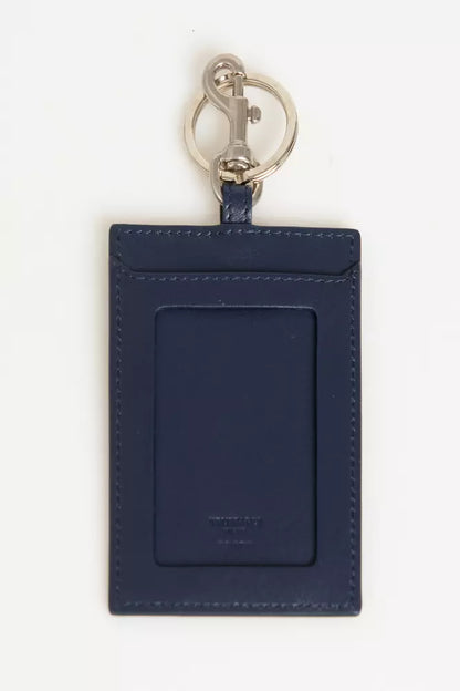 Blue Leather Men Badge Holder
