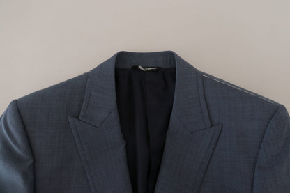 Blue Wool Stretch Slim Fit Jacket Blazer