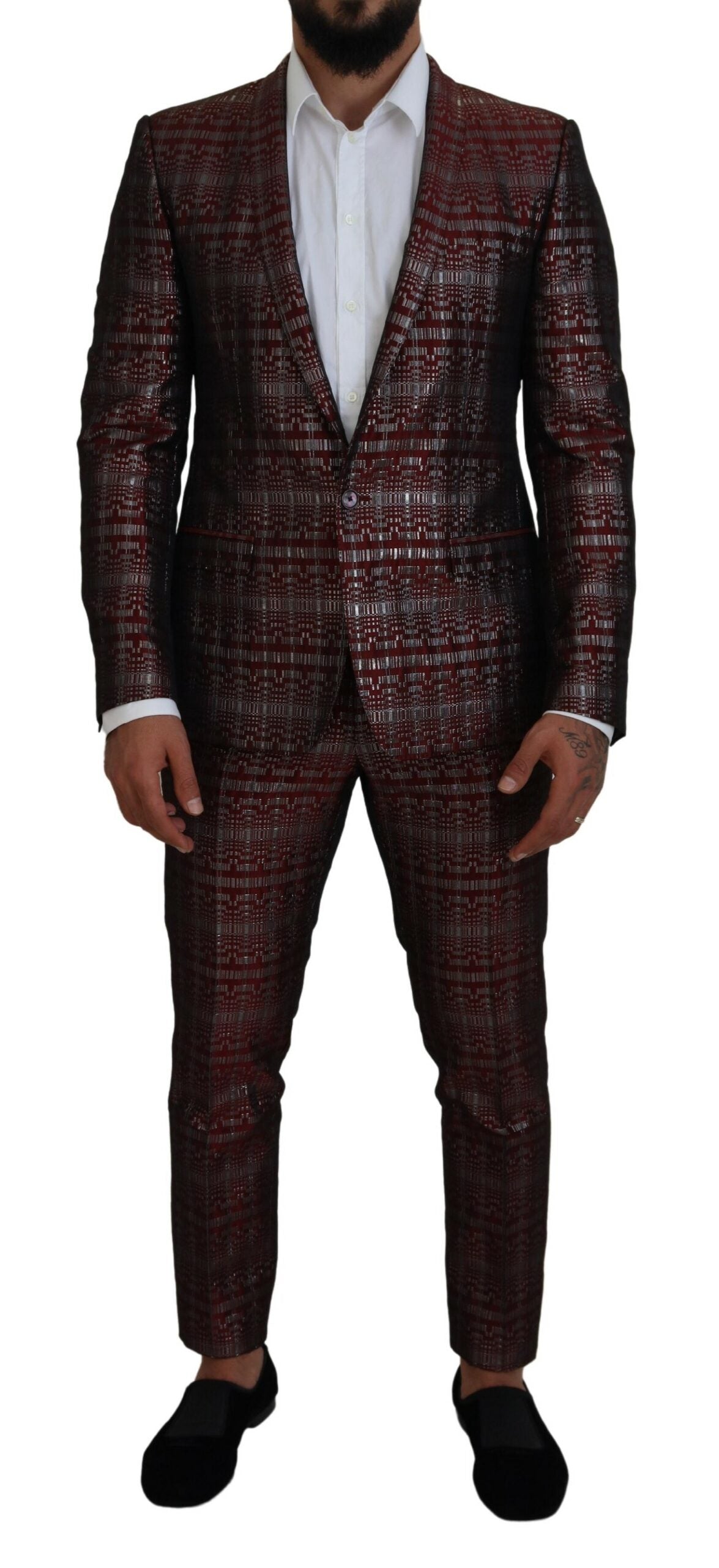 Bordeaux Silver GOLD Slim Fit Suit