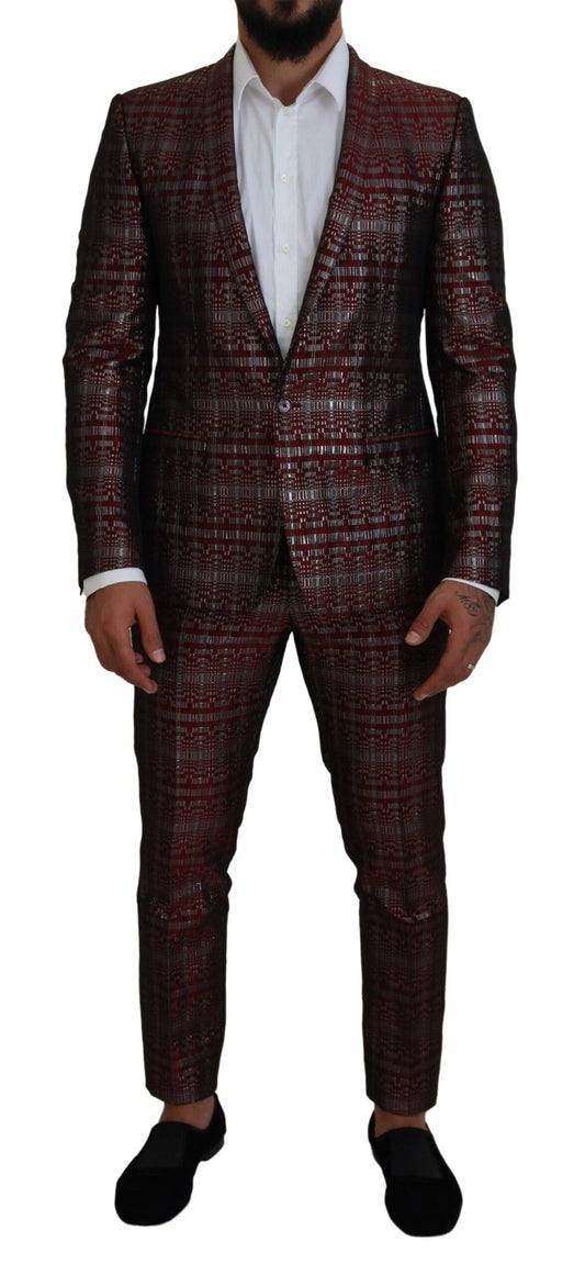 Bordeaux Silver GOLD Slim Fit Suit