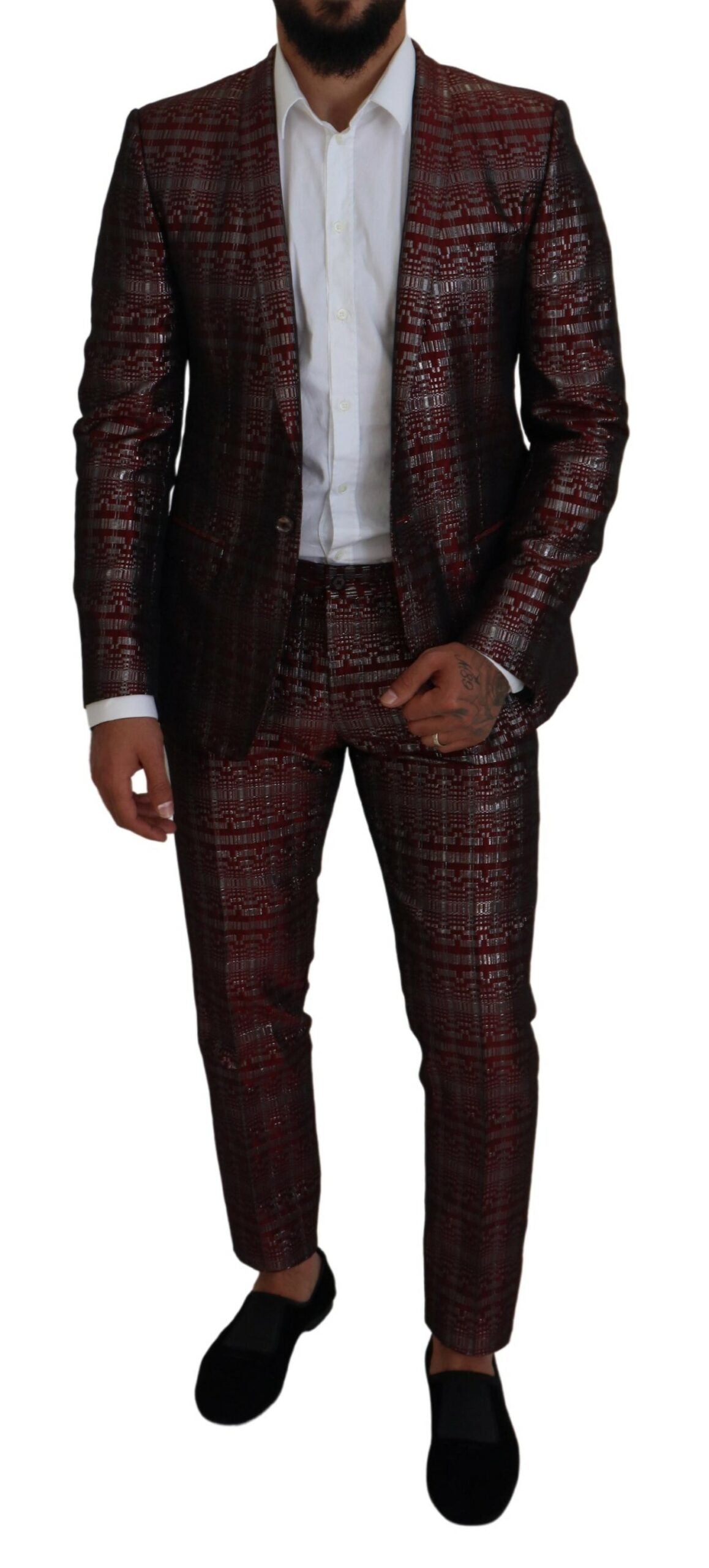 Bordeaux Silver GOLD Slim Fit Suit