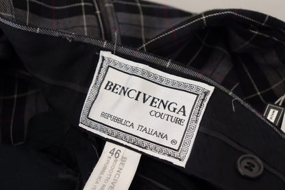Gray Checkered Slim Fit Men Pants