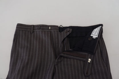 Brown Stripes Slim Fit Men Pants