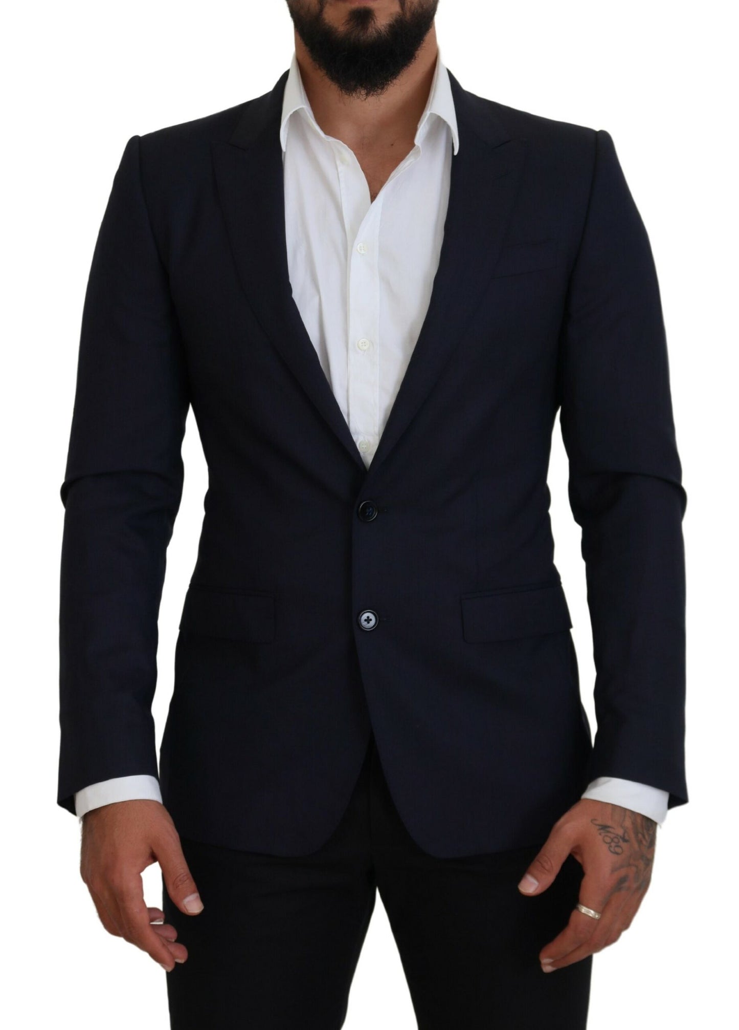 Blue Wool Slim Fit Formal Coat Blazer