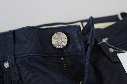 Blue Cotton Low Waist Slim Fit Women Casual Denim Jeans