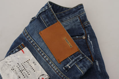 Blue Washed Cotton Slim Fit Women Denim Jeans