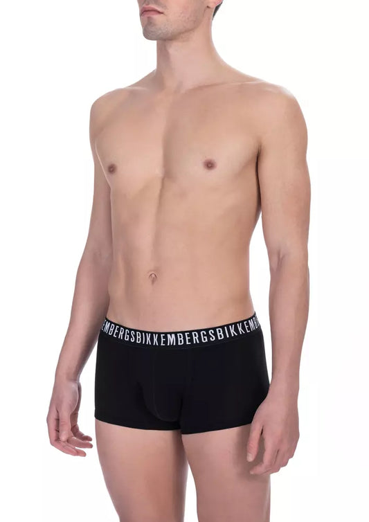 Black Cotton Men's Underwear Trunk Twin Pack