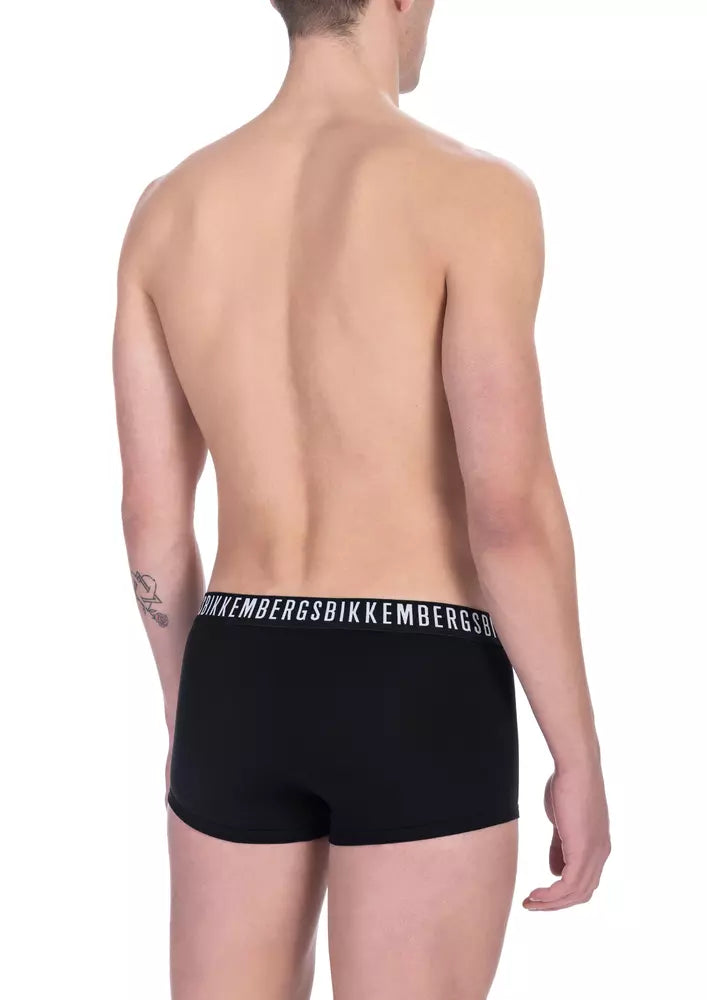 Black Cotton Men's Underwear Trunk Twin Pack