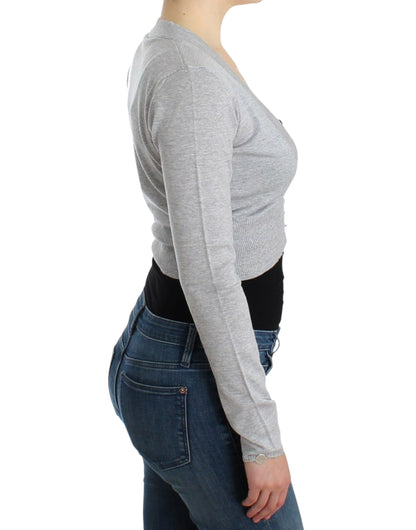 Gray cropped wool cardigan