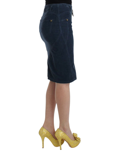 Blue corduroy pencil skirt