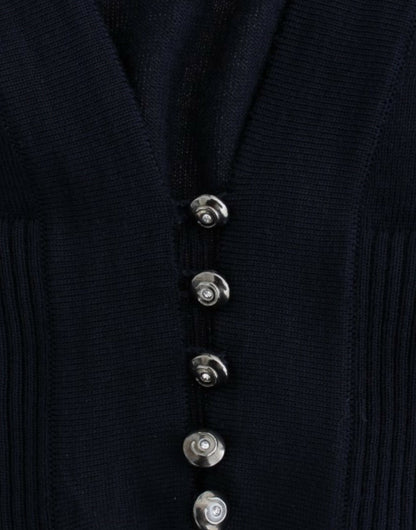 Blue cropped wool cardigan