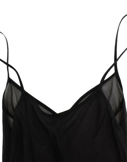Black long sleeve silk dress