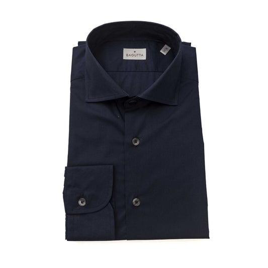 Blue Cotton Men Slim Shirt
