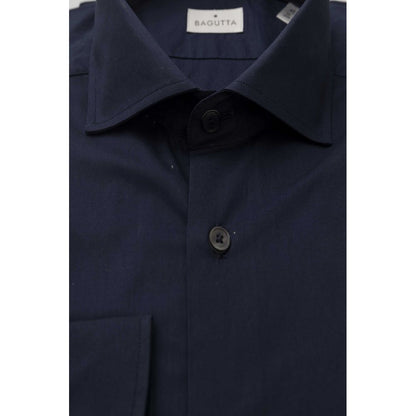 Blue Cotton Men Slim Shirt