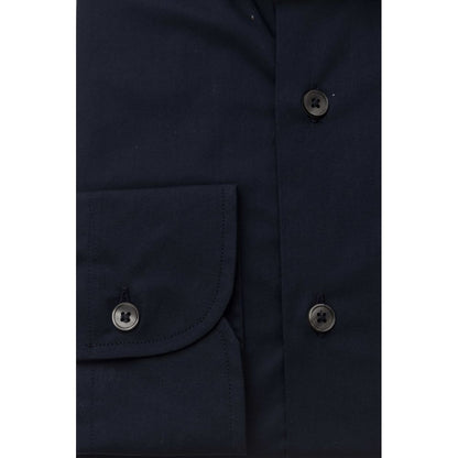 Blue Cotton Men Slim Shirt
