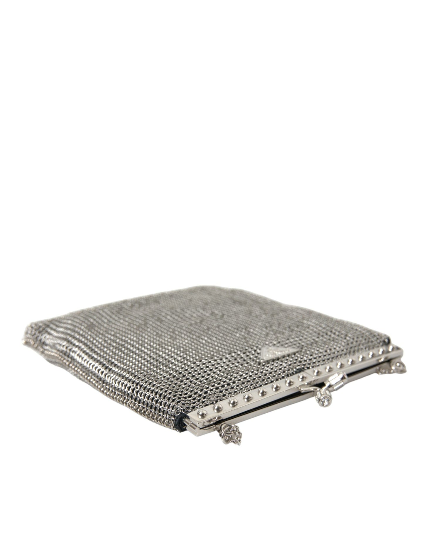 Gray Chain Metal Mesh Logo Plaque Bandoliera Shoulder Bag
