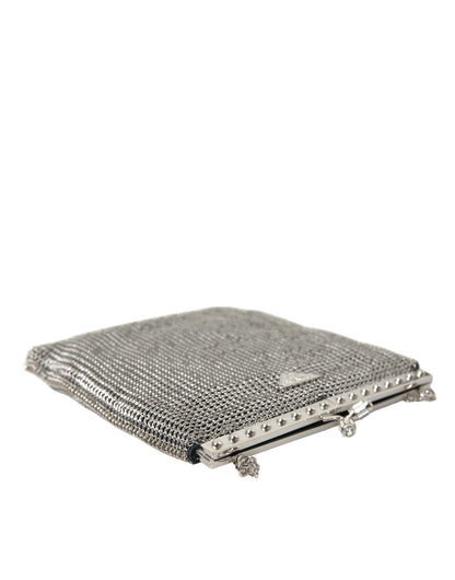 Gray Chain Metal Mesh Logo Plaque Bandoliera Shoulder Bag