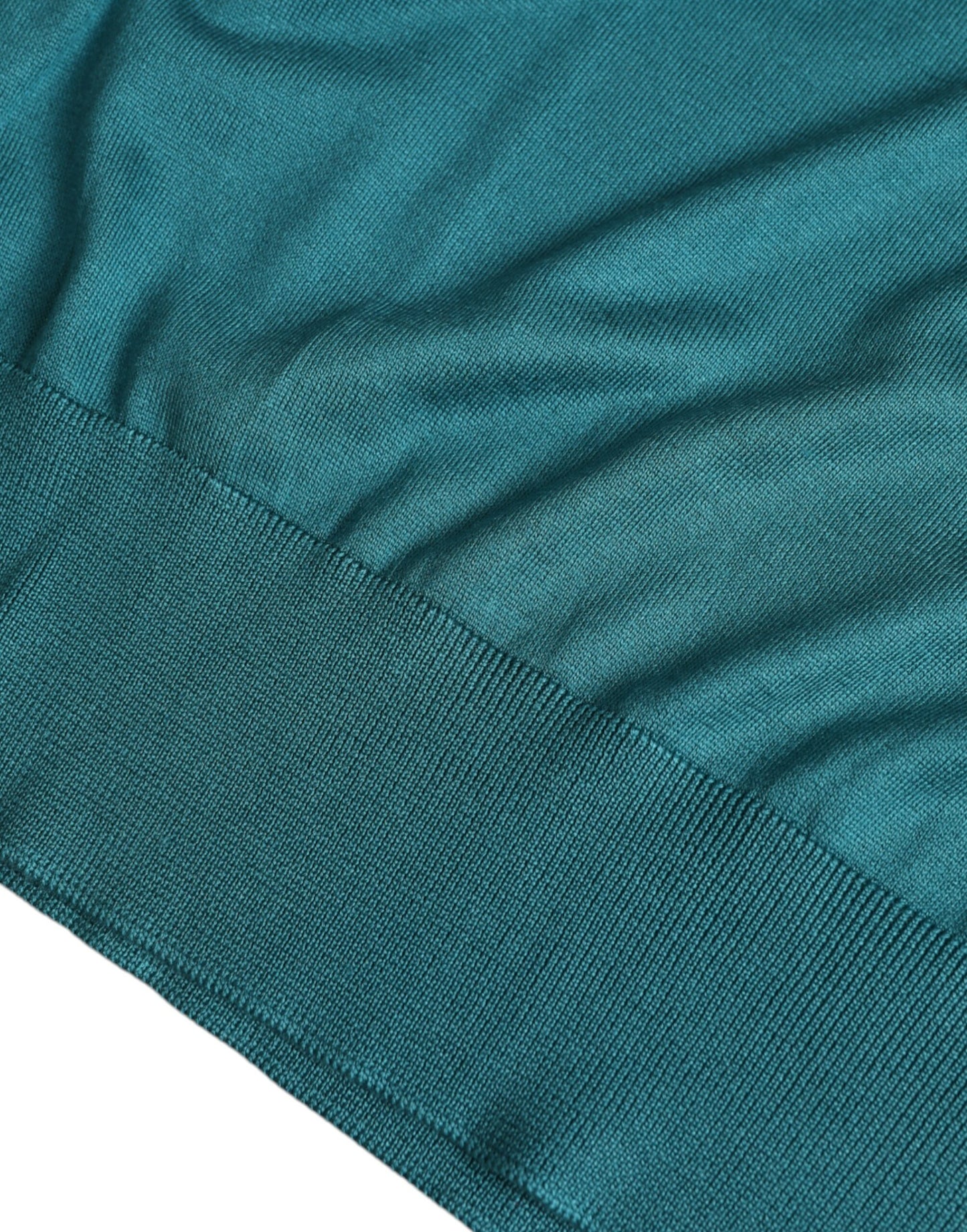 Dark Green Silk Crew Neck Pullover Sweater