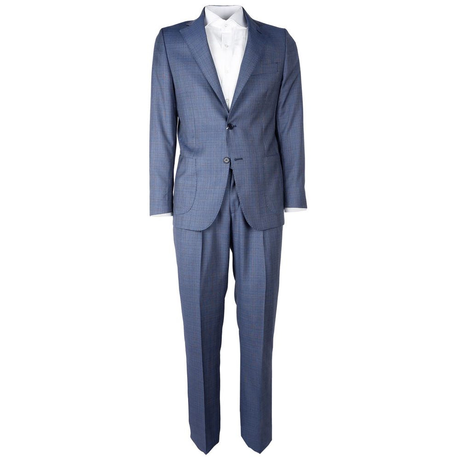 Blue Wool Men Suit Jacket Trouser Combo
