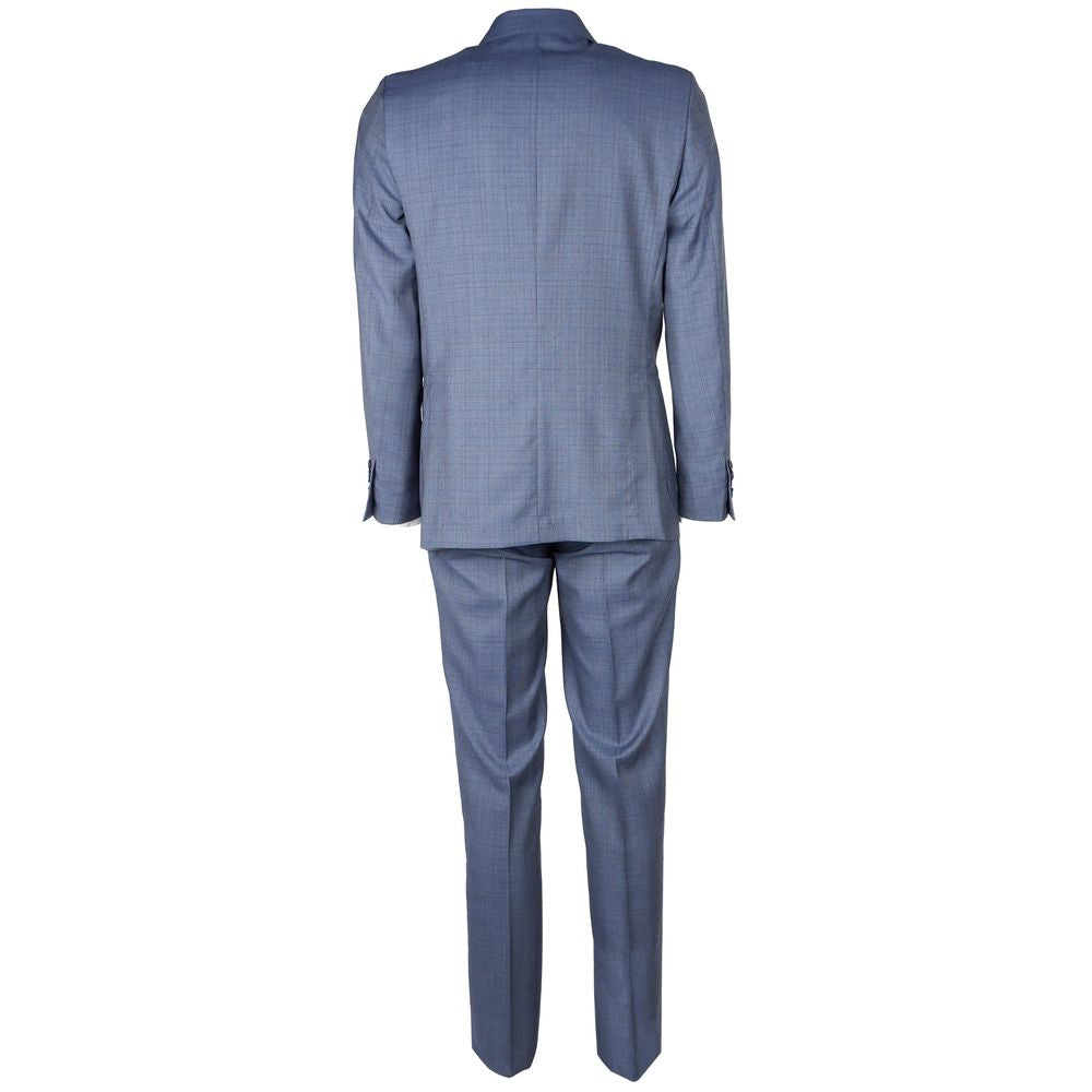 Blue Wool Men Suit Jacket Trouser Combo