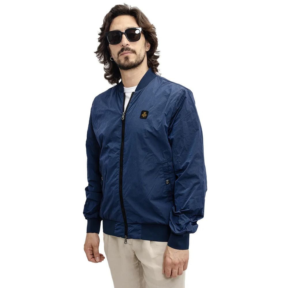 Blue Nylon Men's Bomber Jacket