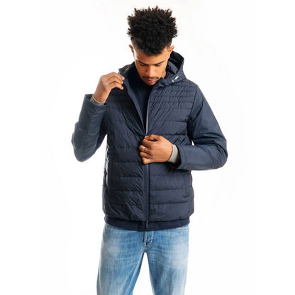 Blue Polyester Men Jacket