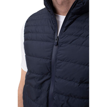 Blue Polyester Men Vest