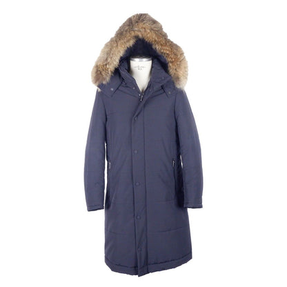 Blue Wool Men Raincoat