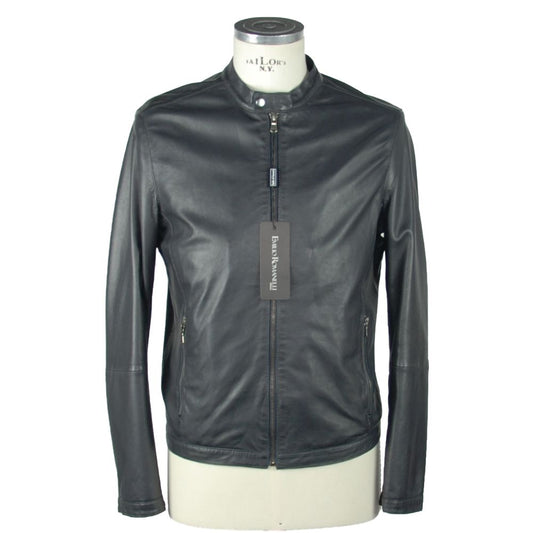 Blue Leather Men's Jacket