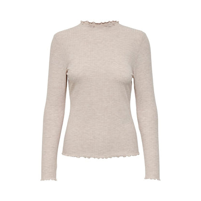 Beige Polyester Turtleneck