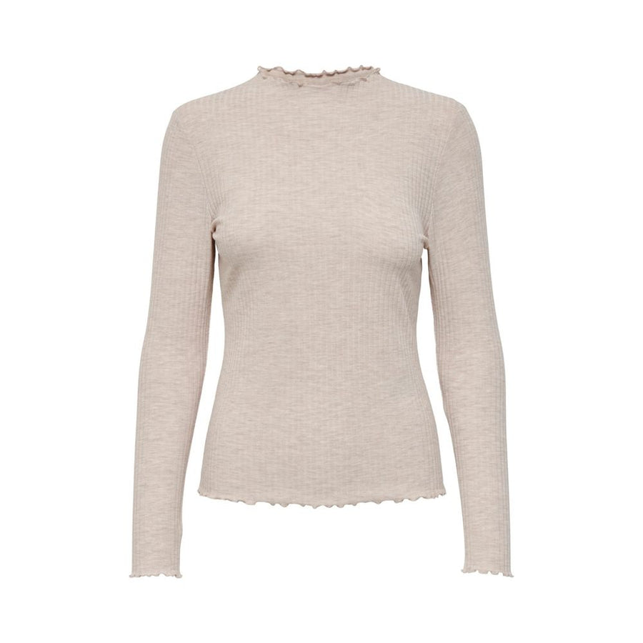Beige Polyester Turtleneck