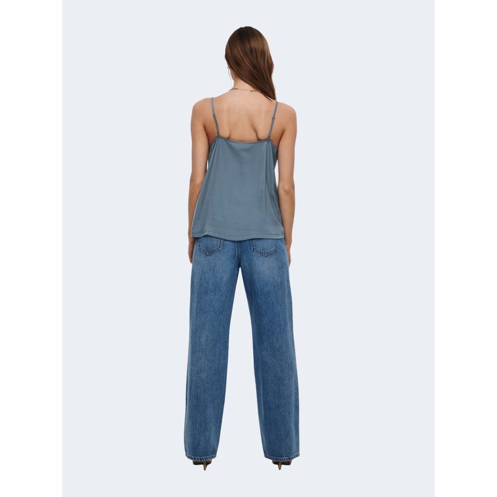 Blue Polyester Tank Top