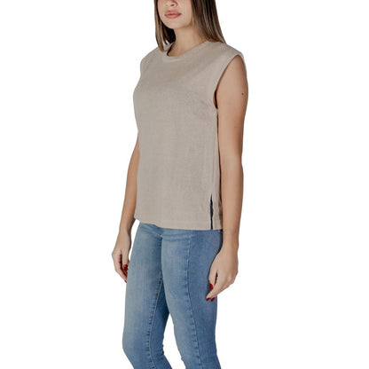 Beige Viscose Tank Top