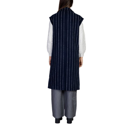 Blue Polyester Sleveless Jacket