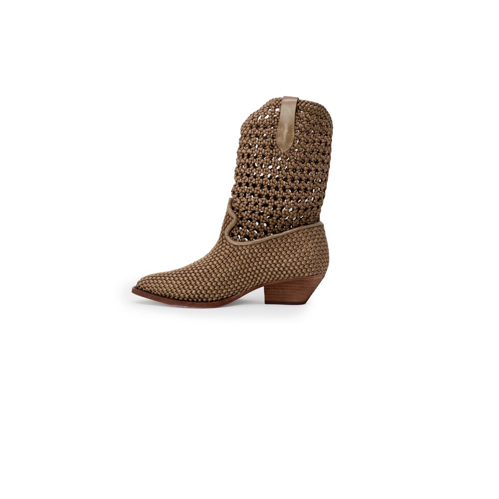 Beige Leather Ankle